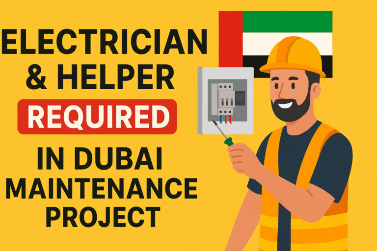 Electrician & Helper Required In Dubai Maintenance Project